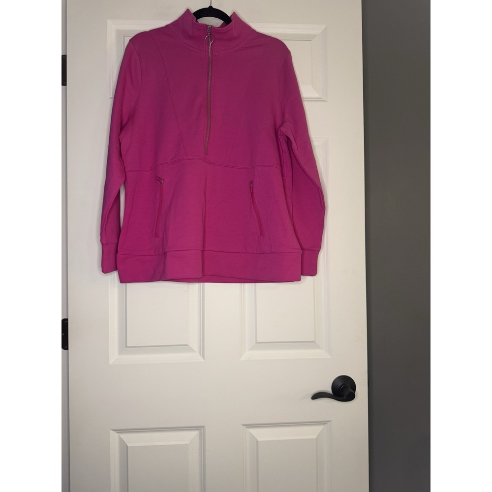 Livi For Lane Bryant Half Zip Lightweight Pullover Sweatshirt 10/12 Pink Nwt - Picture 1 of 2
